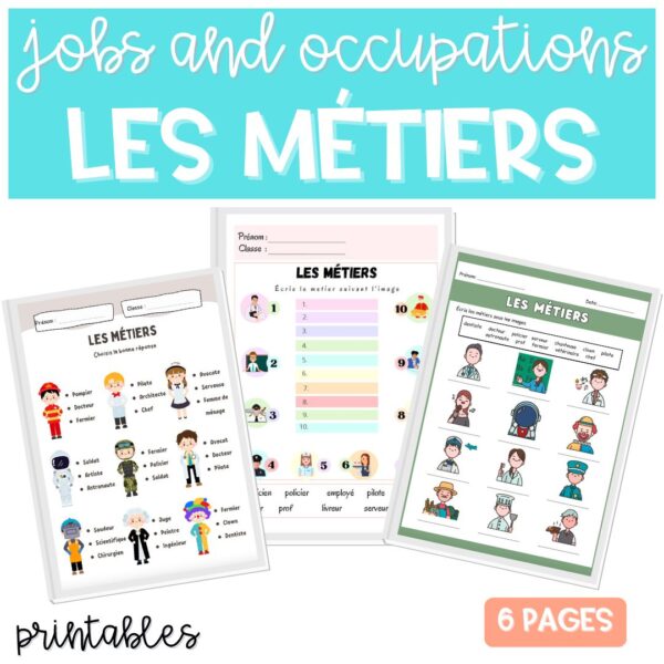 French Jobs Worksheets